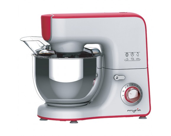 MYRIA MY4121 Stand mixer with 12 speed levels, pulse function, 1000W, white-red