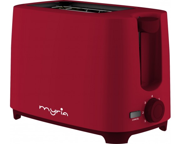 MYRIA MY4016RD Toaster, 2 slices, 700W, red