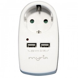 Adaptor priza MYRIA MY2320, 2 x USB, alb