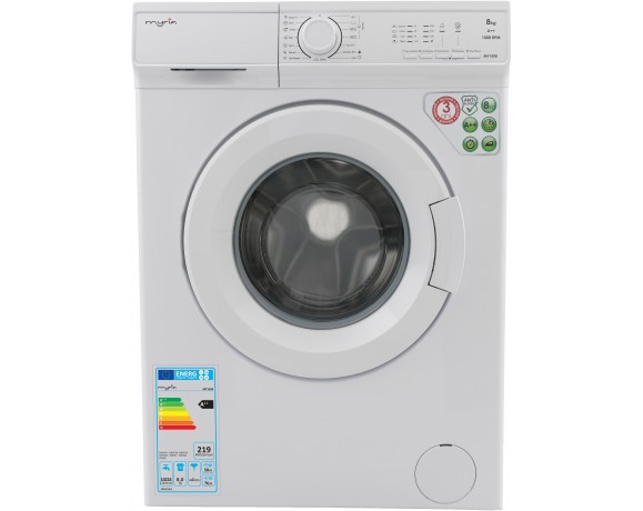 MYRIA MY1508 High-efficiency front load washer, 8kg, 1000rpm, A++, white