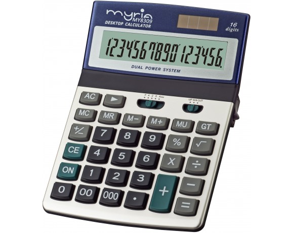 MYRIA MY8309 Desk calculator, 16 digits, silver-blue