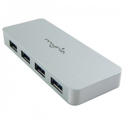 Hub USB MYRIA MY8022, 4 portuti, USB 3.0, argintiu