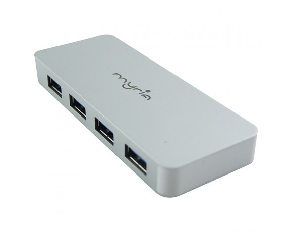 Hub USB MYRIA MY8022, 4 portuti, USB 3.0, argintiu