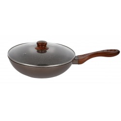 MYRIA MY4088 Marble WOK with glass lid, 28cm, brown